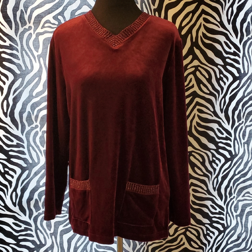 Russ - Liz Claiborne Co. - Deep Burgundy Velour Pullover